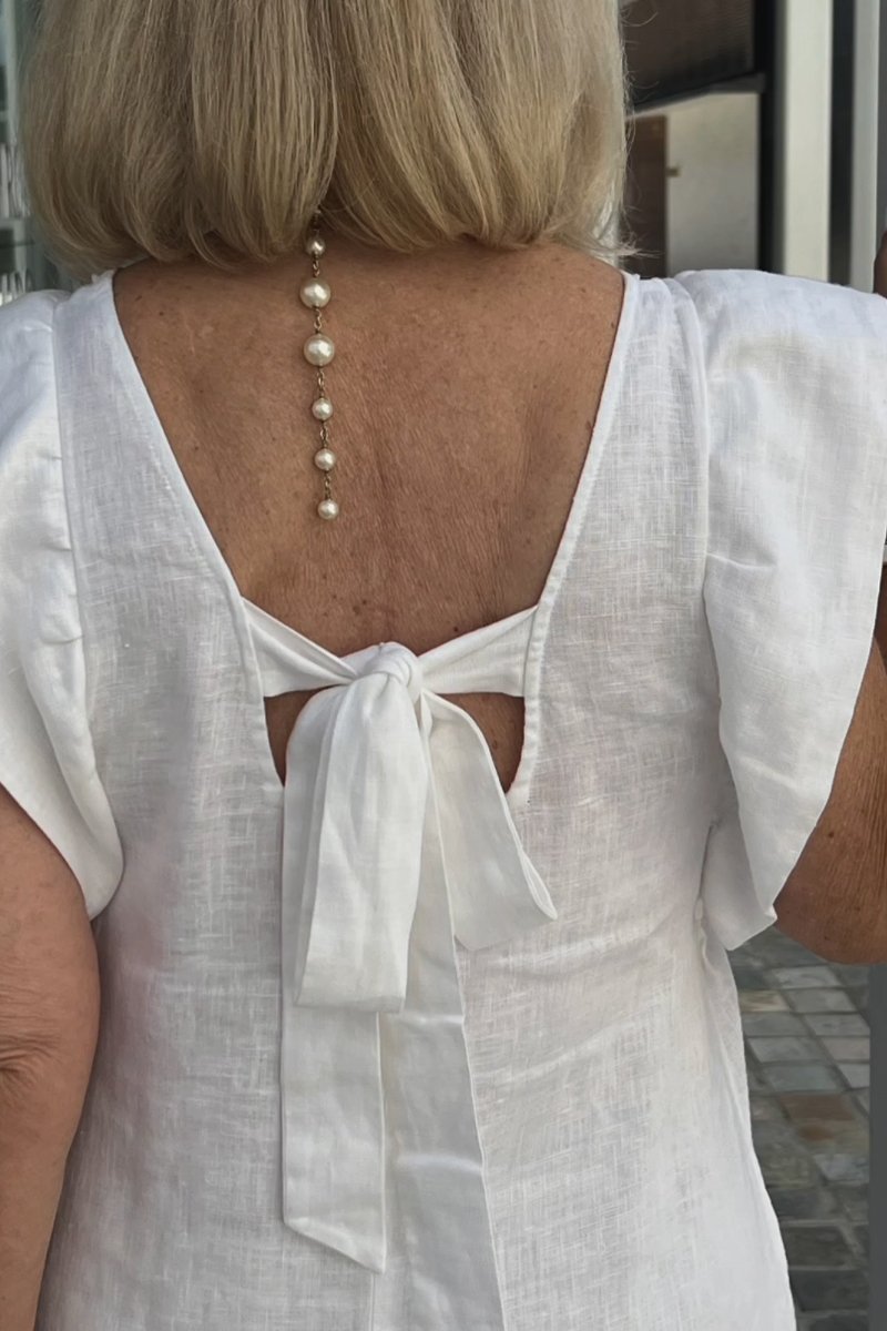 Greta - Elegantes V-Ausschnitt langes locker sitzendes Kleid