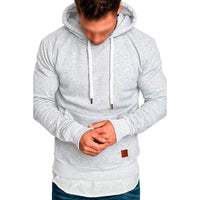 Men's Casual Solid Color Long Sleeve Hooded Sweatshirt – Weiß