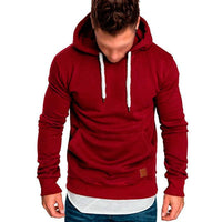 Men's Casual Solid Color Long Sleeve Hooded Sweatshirt – Rot