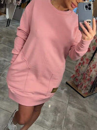 Audrey – Elegantes Kleid mit Rundhalsausschnitt aus nachhaltigen Materialien – Rosa