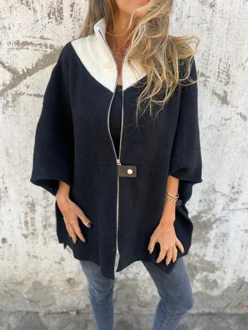 Reivalia | Lässige Jacke mit Stehkragen und Halbreißverschluss – Weiß