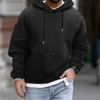 Men's Casual Printed Kangaroo Pocket Long Sleeve Hoodie – Schwarz