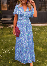 Sandie - Perfektes Blumenkleid für den Frühling – Blau