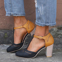 Gaea | Retro Damen Sandalen mit hohen Absätzen – Schwarz