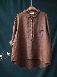 Tunika Bluse für Damen - Elegantes langes Blusenshirt für den Sommerurlaub – Braun