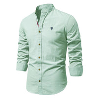 Julian | Herren Stehkragenhemd Langarm Slim Fit – Hellgrün