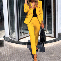 Julianna | Damen Blazer Hose Set Business Anzug – Gelb