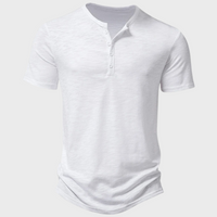 Jumas | Herren lässiges Henley Kurzarm Freizeitshirt – Weiß