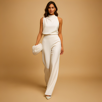 Almerra - Damen-Jumpsuit ohne Ärmel mit weitem Schnitt – Weiß