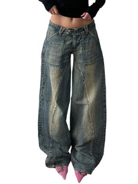 Juna | Weite Low-Rise Baggy-Jeans – Blau