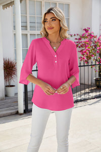 Agathey | V-Ausschnitt Damen-Bluse – Rosa