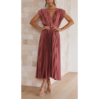 Kaitlyn | Plissee Midikleid mit V-Ausschnitt – Antikrosa