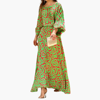 Kalinda | Fließendes Alloverdruck Maxikleid – Grün