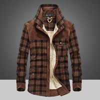 Karierte Vintage-Jacke für Herren | Winter – Rot Kaffee
