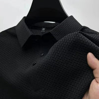 Kasper | Herren Strukturiertes Poloshirt Kurzarm – Schwarz