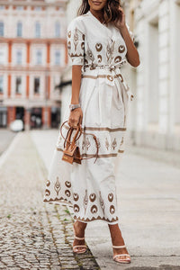 Kassandra | Damen Boho Ethno Midikleid Langarm – Weiß