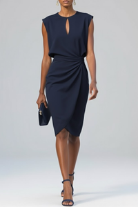 Katharina | Midikleid mit Schlüsselloch-Ausschnitt – Marine