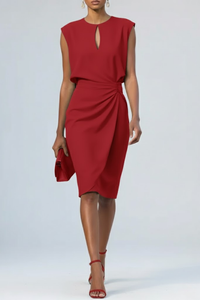 Katharina | Midikleid mit Schlüsselloch-Ausschnitt – Rot