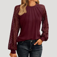 Kersti | Feine Spitzenbluse mit Rundhals – Bordeaux