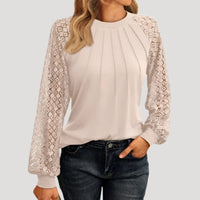 Kersti | Feine Spitzenbluse mit Rundhals – Beige