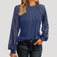 Kersti | Feine Spitzenbluse mit Rundhals – Blau