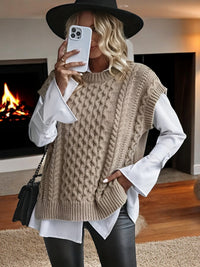 Vivien - Ärmelloses Stricktop – Khaki