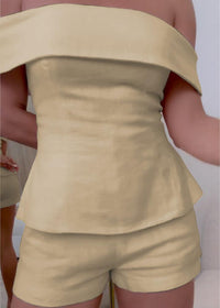 Paisley | Reverskragen Anzug Zweiteiliges Set – Khaki