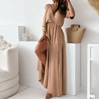 Sienna | Elegantes Kleid mit Seitenschlitz – Camel