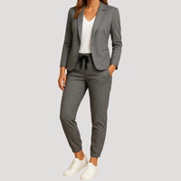 Klara | Damen Hosenanzug Blazer Set Zweiteiler – Grau