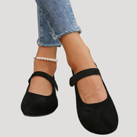Klara | Damen Mary Jane Ballerinas Riemchen Flach – Schwarz