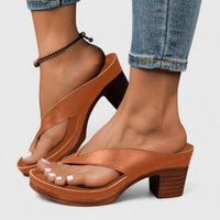 Klara | Damen Riemchen Sandaletten Blockabsatz – Braun