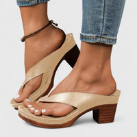Klara | Damen Riemchen Sandaletten Blockabsatz – Gold