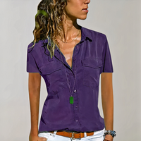 Klassische Button-Down-Bluse für Damen | Kurzarm – Lila