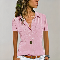 Klassische Button-Down-Bluse für Damen | Kurzarm – Rosa