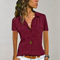 Klassische Button-Down-Bluse für Damen | Kurzarm – Rot