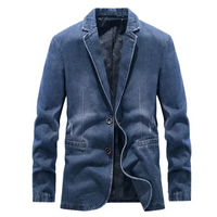 Klassische Jeansblazerjacke für Herren | Warme – Denimblau
