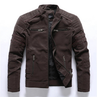 Klassische Luxus-Bikerjacke für Herren | Reißverschluss – Braun