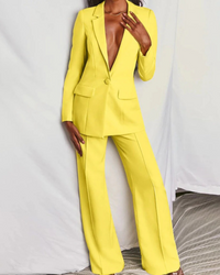 Klassischer Blazer und Hosenanzug für Damen | Moderne – Gelb