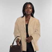 Klassischer Damen-Blazermantel | übergroß – Khaki