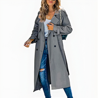 Klassischer langer Damen-Trenchcoat | Wasserdichte – Grau