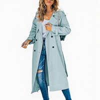 Klassischer langer Damen-Trenchcoat | Wasserdichte – Hellblau