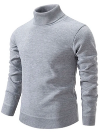 Klassischer warmer Herrenpullover | Rollkragen – Grau