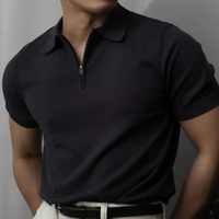 Klassisches Herren-Poloshirt mit Reißverschluss | Kurzarm – Schwarz