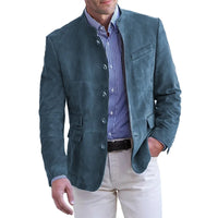 Konrad | Herren klassische Jacke mit Knopfverschluss – Blau