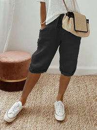 Heidi-Mode | Baumwoll-Leinen Damen-Shorts – Schwarz