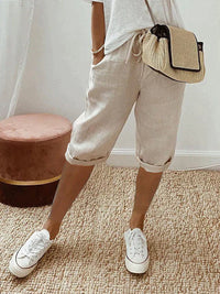 Heidi-Mode | Baumwoll-Leinen Damen-Shorts – Beige