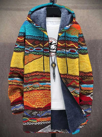Leonie | Kunstdruck Fleece-gefütterter Oversized Zip-Hoodie Cardigan – Retro