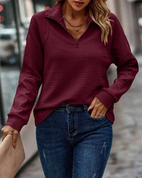 Strickpullover mit Troyerkragen für Damen – Rot