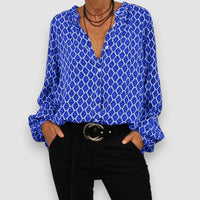 Zara | Bluse mit V-Ausschnitt – Blau
