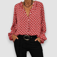 Zara | Bluse mit V-Ausschnitt – Rot